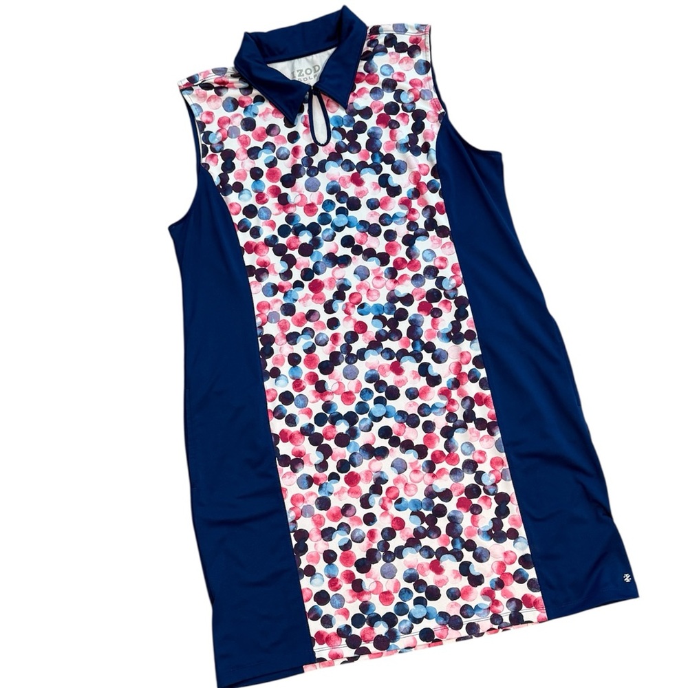Izod Sleeveless Midi Dress - Navy and Pink